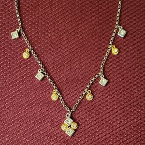 Cookie Lee Silver and Gold Crystal Charm Necklace